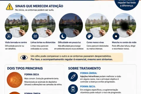 Esquema explicativo de DMRI — Degeneração Macular Relacionada à Idade